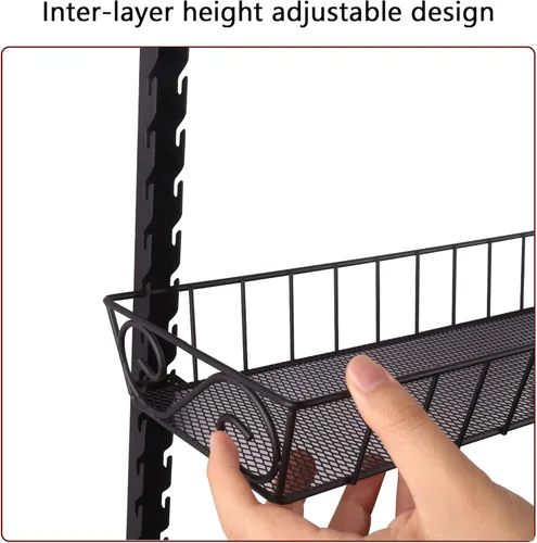 Miniatura 4 de SWOMMOLY Especiero ajustable para montaje en pared, organizador de 3 niveles de doble uso (multiuso), color negro
