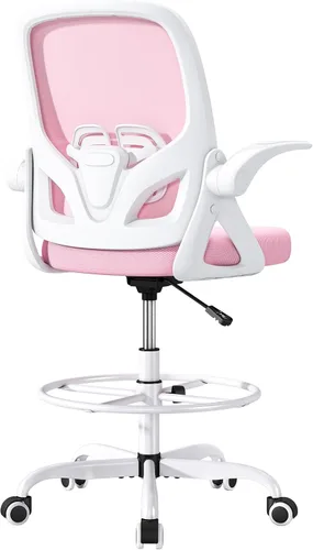 Miniatura 10 de ORRSAKER Silla de Dibujo Alta con Soporte Lumbar y Anillo Reposapiés, Silla de Escritorio Ergonómica Alta de Apoyo de Altura Extendida para Trabajo