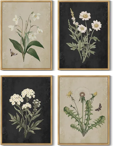 Miniatura 15 de KUVIOKE Arte botánico enmarcado bohemio para pared de plantas de baño, decoración de pared, impresiones de hojas de eucalipto verde salvia, estética