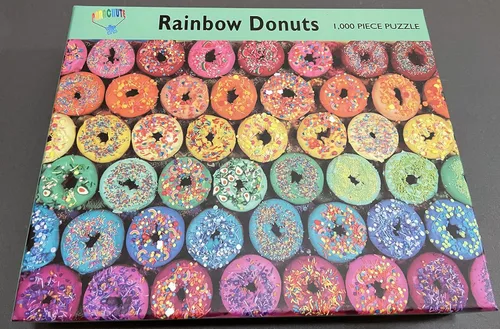 Miniatura 2 de Rainbow Donut - Rompecabezas de donas de 1000 piezas para adultos con colores brillantes y gránulos