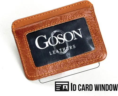 Miniatura 13 de Goson Cartera de cuero con clip para dinero para hombre, billetera de bolsillo frontal, tarjetero de crédito, cartera minimalista delgada