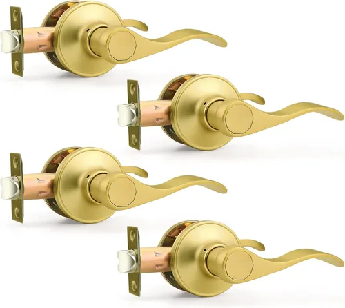 Miniatura 18 de Probrico - Paquete de 3 manijas de puerta de paso, asas de níquel satinado, sin llave, sin bloqueo, para puertas de interiores, pasillos y armario