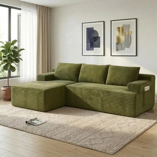 Miniatura 35 de Sofá modular Cloud de 108 pulgadas, moderno sofá deshuesado con otomana móvil, sofá modular de asiento profundo, sofás esquineros de pana para sala