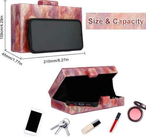 Miniatura 4 de YYW Monederos de mano de acrílico para mujer de boda bolso cruzado de noche multicolor con cadena desmontable