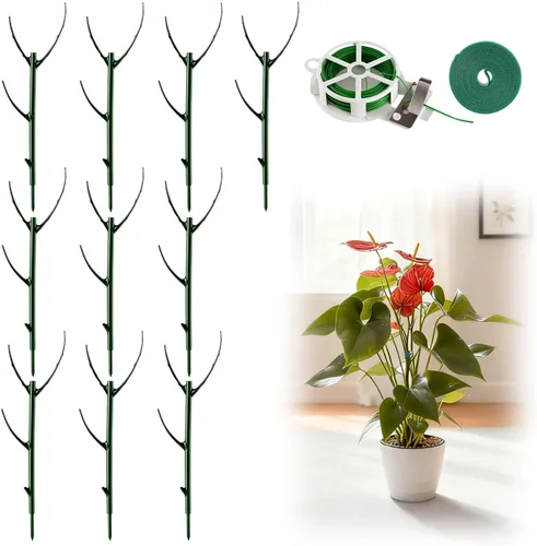 Paquete de 10 estacas apilables Monstera para plantas, soportes ajustables para plantas pequeñas en macetas de interior, potos, filodendro, hiedra y