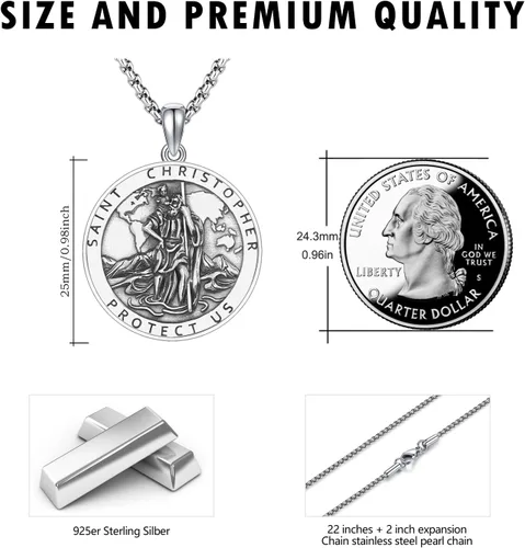 Miniatura 424 de Collar de plata de ley 925 con medalla de San Patrón, colgante de protección católica, amuleto, joyería religiosa para hombres y mujeres