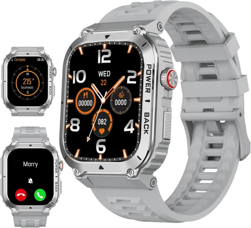 Miniatura 11 de Reloj inteligente para hombre, relojes inteligentes militares con GPS con llamada/texto, monitor de salud (frecuencia cardíaca/spO2/sueño), Negro
