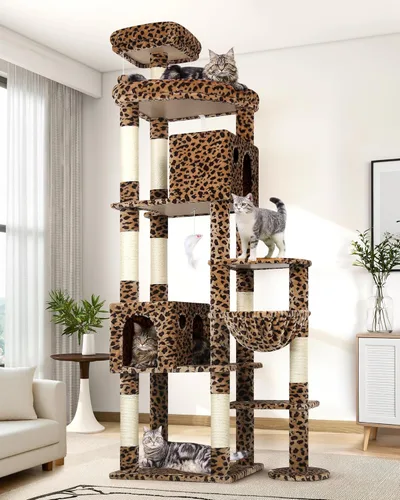 Miniatura 12 de Globlazer Árbol gigante para gatos, árbol para gatos de interior de 83 pulgadas para gatos grandes y adultos, torre XXL para gatos con 9 postes gris