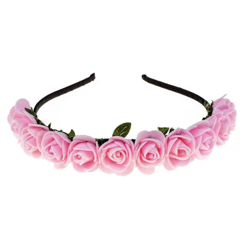 Miniatura 7 de Corona floral BOHO con diadema de rosas para el cabello (rojo oscuro)