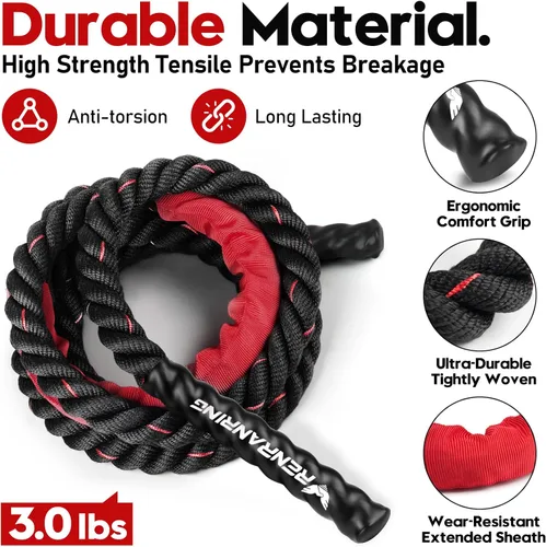 Miniatura 2 de Cuerda de saltar, cuerda de saltar pesada de 3 libras, 4 libras, 5 libras para fitness, cuerdas de salto de ejercicio pesado de 9.8 pies, cuerda