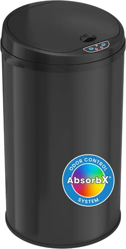 iTouchless Cubo de basura de acero, perfecto para el hogar, cocina, oficina, cubo de basura con sensor sin contacto de 8 galones con sistema de Negro