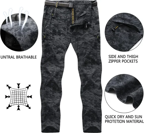 Miniatura 5 de SIKAINI Pantalones tácticos de secado rápido para hombre, ligeros, impermeables, para senderismo, Ripstop, con cinturón