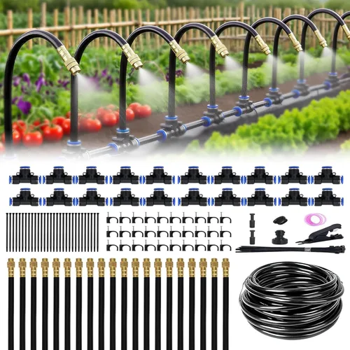 Miniatura 9 de Sistema de riego por goteo ajustable de 360°, sistema de riego de jardín de 17 pies con 5 boquillas, sistema de riego de jardín, accesorios