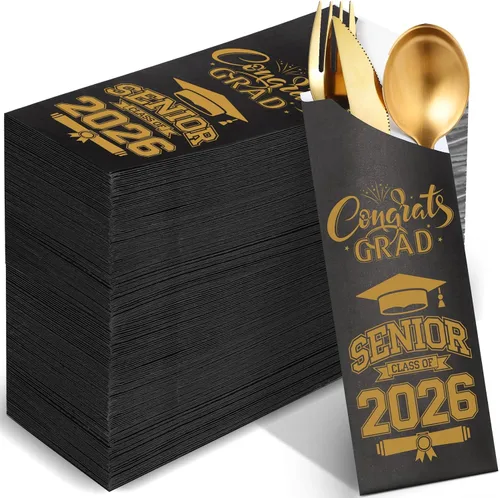 Ireer 100 bolsas de papel para cubiertos de papel, fundas para utensilios de cocina para fiesta de graduación, decoración de mesa de centro de mesa