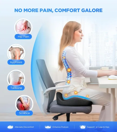 Miniatura 2 de Cojín de asiento más grueso para silla de escritorio, coche, oficina, cojín de alivio de presión de gel refrescante en forma de U con diseño hueco