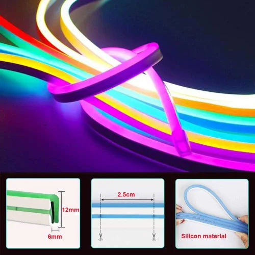 Miniatura 8 de Tira de luces LED de neón, cuerda de luz de neón LED, tira de luz flexible para exteriores, 13000LM DC 12V 16.4 pies 2835 600 luces LED de barra