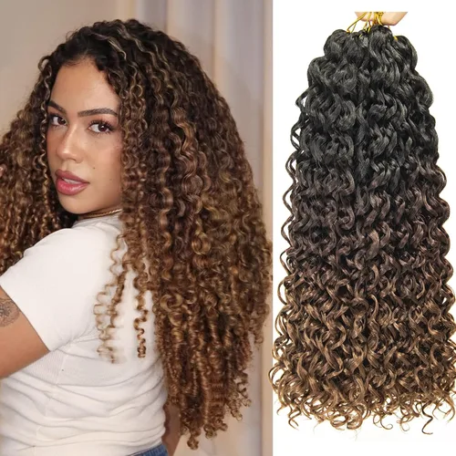 Miniatura 58 de 8 Paquetes de Cabello Rizado con Ganchillo GoGo, Cabello Rizado con Ganchillo para Mujeres Negras, Trenzado de Onda Profunda, Cabello Sintético