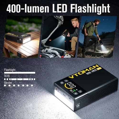 Miniatura 7 de VTOMAN Arrancador de salto X3 con compresor de aire, batería de coche portátil de 3500 A (motores diésel de 9 L/8.5L) con inflador de neumáticos