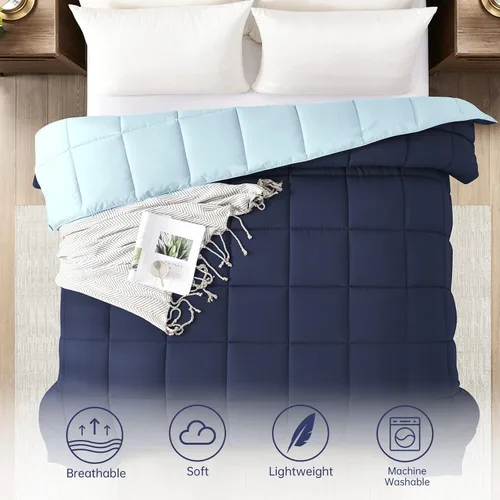 Miniatura 5 de Homelike Moment Edredón tamaño King - Relleno de edredón azul alternativo de plumón para cama King, edredón ligero, ropa de cama acolchada, suave