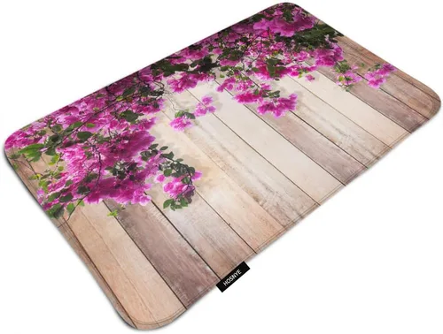 Miniatura 20 de Tapete de baño de glicina abstracta para baño, diseño de flores moradas con fondo de bokeh, tapete de ducha para una cómoda y absorbente de agua