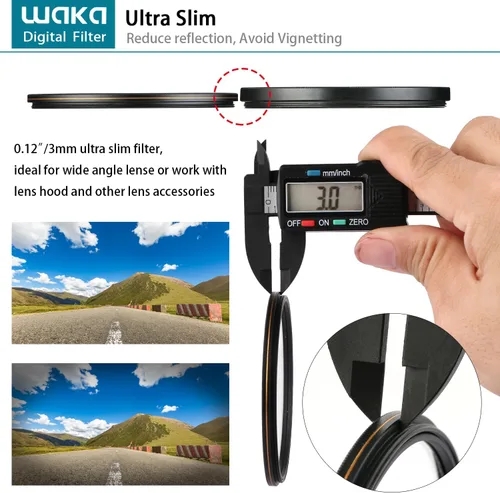Miniatura 5 de waka Filtro UV MC de 2.638 in, ultra delgado, 16 capas, filtro de lente de protección ultravioleta multicapa para Canon Nikon Sony DSLR lente