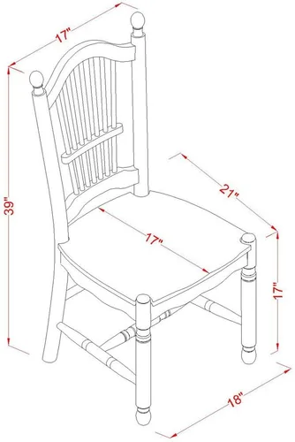 Miniatura 3 de East West Furniture DOC-BCH-W Dover - Sillas de comedor con respaldo de listones, sillas de cocina de madera, juego de 2, color negro y cereza