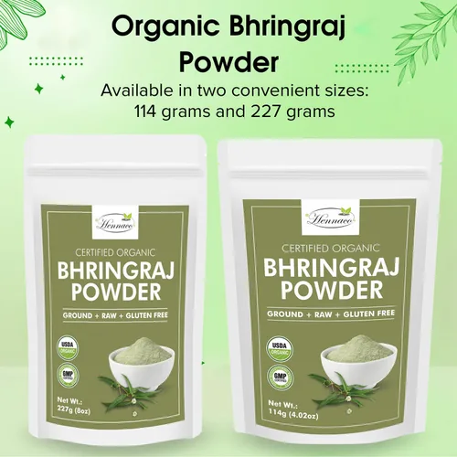 Miniatura 7 de Polvo orgánico de Bhringraj - Polvo de máscara capilar Bhringraj, bolsa resellable con cierre de cremallera, orgánico USDA, polvo bhringraj