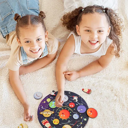 Miniatura 6 de Zeoddler Upgrated - Rompecabezas de sistema solar, juguetes para niños de 3 a 6 años, juguetes espaciales de madera, planetas para niños