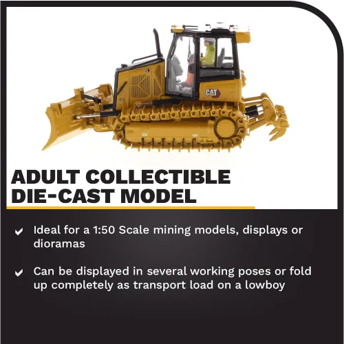 Miniatura 4 de Caterpillar D3 Bulldozer 1:50 - Modelos High Line de Diecast Masters - 85673 - Pistas de metal, apertura del compartimento del motor y detalle