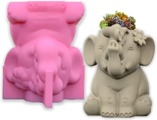 Miniatura 25 de Molde de silicona para macetas, moldes de silicona en forma de animal 3D para hormigón, cemento, yeso, arcilla polimérica, fundición de resina