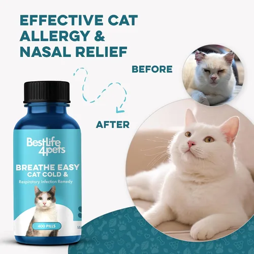 Miniatura 4 de Suplemento Natural para el Confort Respiratorio de Gatos - Apoyo Respiratorio Felino Breathe Easy para Todas las Estaciones, Tos, Congestión Nasal