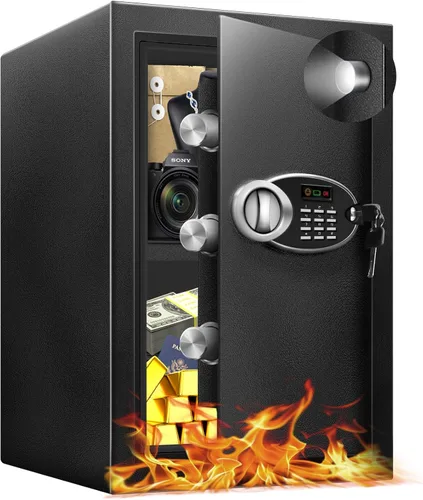 Caja de seguridad grande de 2.5 pies cúbicos con resistencia al fuego e impermeable para documentos - Caja de seguridad personal de acero con