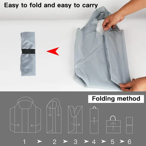 Miniatura 4 de Aricsen Paquete de 20 bolsas de comestibles reutilizables de 15 x 4.5 x 15 pulgadas con asas a granel, bolsas de cocina plegables de gran capacidad