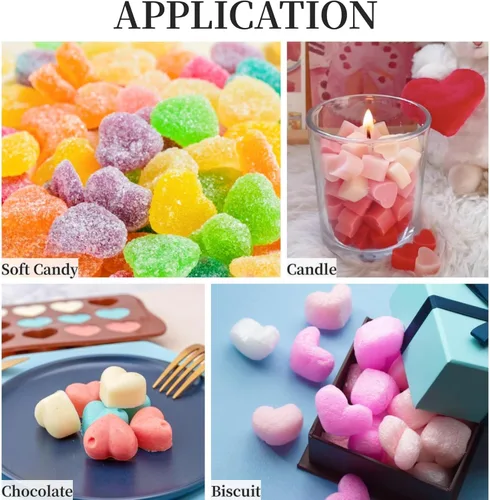 Miniatura 3 de Paquete de 2 moldes de silicona con forma de corazón, antiadherentes, de grado alimenticio, moldes para hornear, moldes reutilizables para dulces
