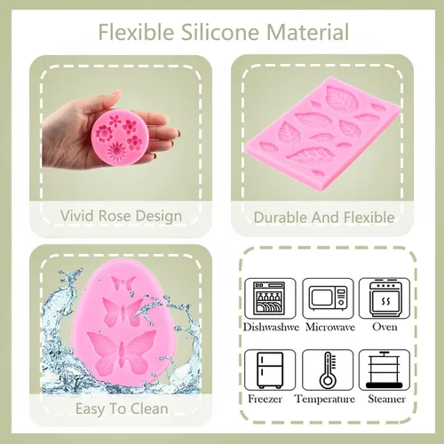Miniatura 2 de Zixiang Molde para pastel de fondant de flores, diseño de libélula, mariposa, margarita, hojas de rosa, mini flores, dulces, moldes de silicona