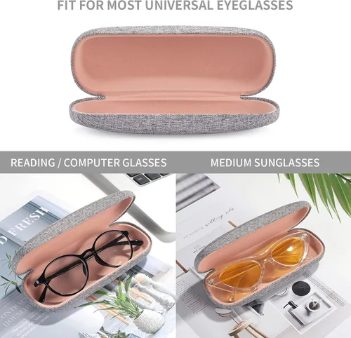 Miniatura 3 de Marvolia Funda rígida para lentes, funda protectora de tela de lino para lentes de sol para hombres y mujeres