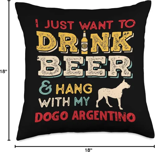 Miniatura 4 de Dad Dogo Argentino Regalo Dogo Argentino Papá Beber Cerveza Cuelgue Con Perro Divertido Cojín Regalo de Regalo de la Mancha, 18.0 x 18.0 in