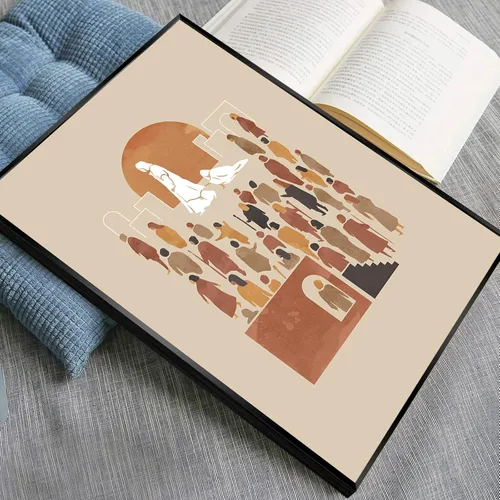 Miniatura 2 de OAOPIC Póster de aluminio negro con marco de Jesús, mujer, curado, con escritura, lienzo, arte de pared, versos de la Biblia, pintura impresa