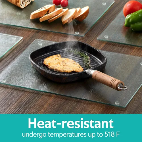 Miniatura 5 de Tabla de cortar de vidrio Murrey Home para encimera de cocina, tablas de cortar de vidrio templado aptas para lavavajillas, bandeja pequeña Suave