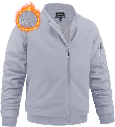 Miniatura 12 de MAGNIVIT - Chaqueta de bombardero para hombre de invierno, cortaviento, cálida, con cremallera completa, abrigo exterior, estilo casual, chaqueta