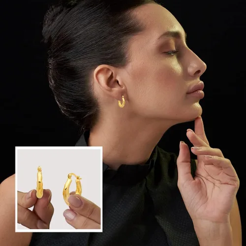 Miniatura 3 de Aretes de aro ligeros con relleno de oro amarillo de 14 quilates en varios estilos