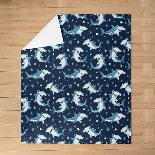 Miniatura 2 de Erosebridal Hammerhead Shark Flannel Blanket 40x50 Marine Life Fuzzy Plush Throw for Sofa Couch Hammerhead Shark Lover Gifts Ocean Sealife Fleece