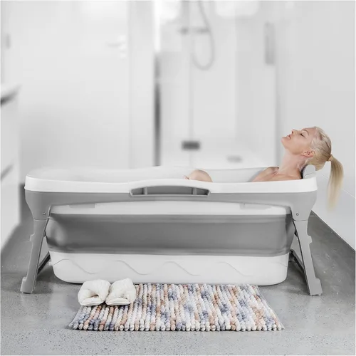 Bañera portátil para adultos: bañera plegable extragrande de 56 pulgadas. Diseño ergonómico para el baño relajante definitivo, baño de hielo. Ideal