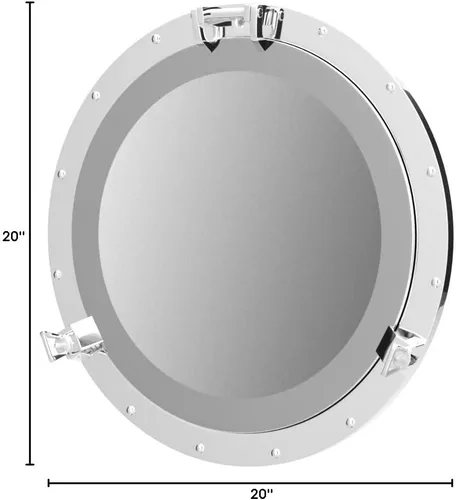 Miniatura 6 de Nagina 20NICMIR - Espejo de diseño náutico de aluminio de níquel para casas de playa/lago, baños y dormitorios, 20 pulgadas de diámetro