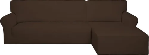 Miniatura 11 de PureFit - Fundas superelásticas para sofá modular en L, 2 fundas de elastano antideslizantes con borde elástico, ideal para niños y mascotas