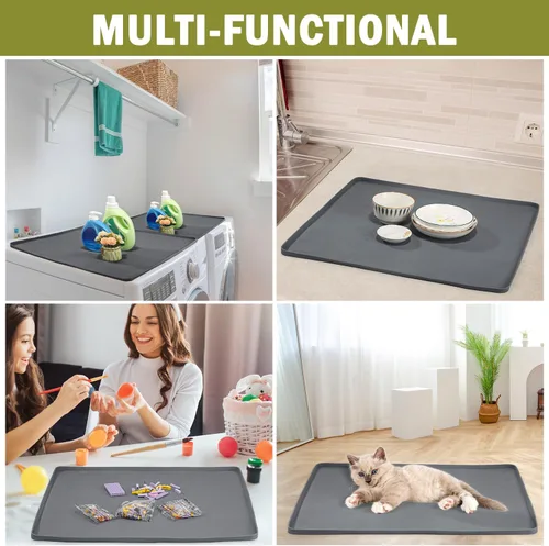 Miniatura 6 de 2 fundas para lavadora y secadora para la parte superior de silicona de 25.6 x 25.6 pulgadas, impermeable, cubierta de encimera, cubierta Gris