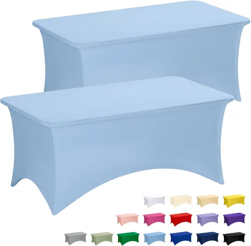 Miniatura 21 de Fixwal Paquete de 3 Manteles Negros para Mesas Rectangulares de 6 Pies, Manteles Rectangulares Elásticos de Spandex Ajustables de 6 Pies