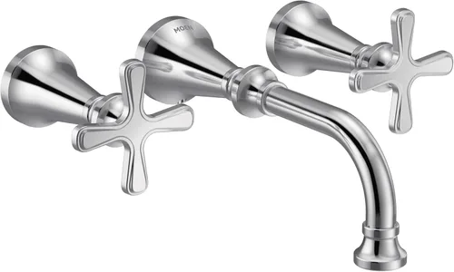 Miniatura 12 de Moen TS44102BG Colinet - Grifo de baño tradicional de arco alto con dos manijas, con asas de palanca, requiere válvula, oro cepillado