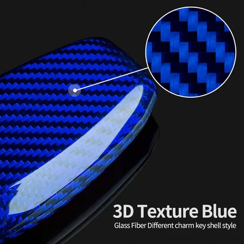 Miniatura 5 de T-carbon Funda de fibra de vidrio real compatible con llavero BRZ, XV Outback, Ascent, Crosstrek, WRX, Legacy, Forester Key Fob, azul
