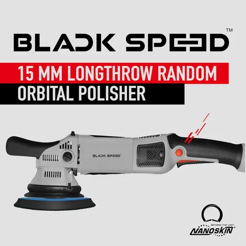 Miniatura 3 de Nanoskin Black Speed 15mm Long-Throw Random Orbital Polisher - 750W, 7.5-Amp Motor, BOSCH™ Bearing Construction, Vented Flexible Backing Plate For